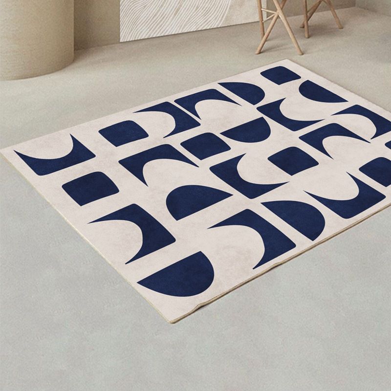 White Modern Rug Polyester Circle Indoor Rug Washable Rug for Living Room