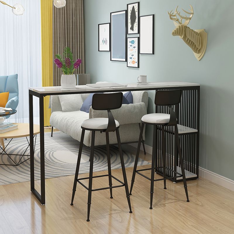 Modern Stone White Counter Set 1/2/3 Pieces Rectangle Storage Table and Stool Set