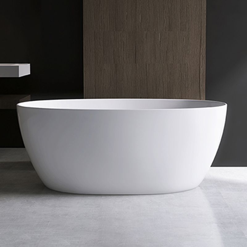 Modern Ellipse White Acrylic Bathtub Freestand Soaking Bathtub with Drain Bath Tub