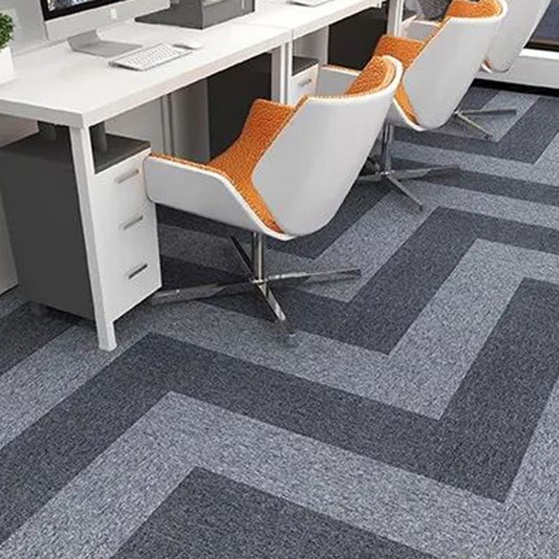 Modern Carpet Tile Level Loop Striped Print Interlocking Non-Skid Tiles and Carpet