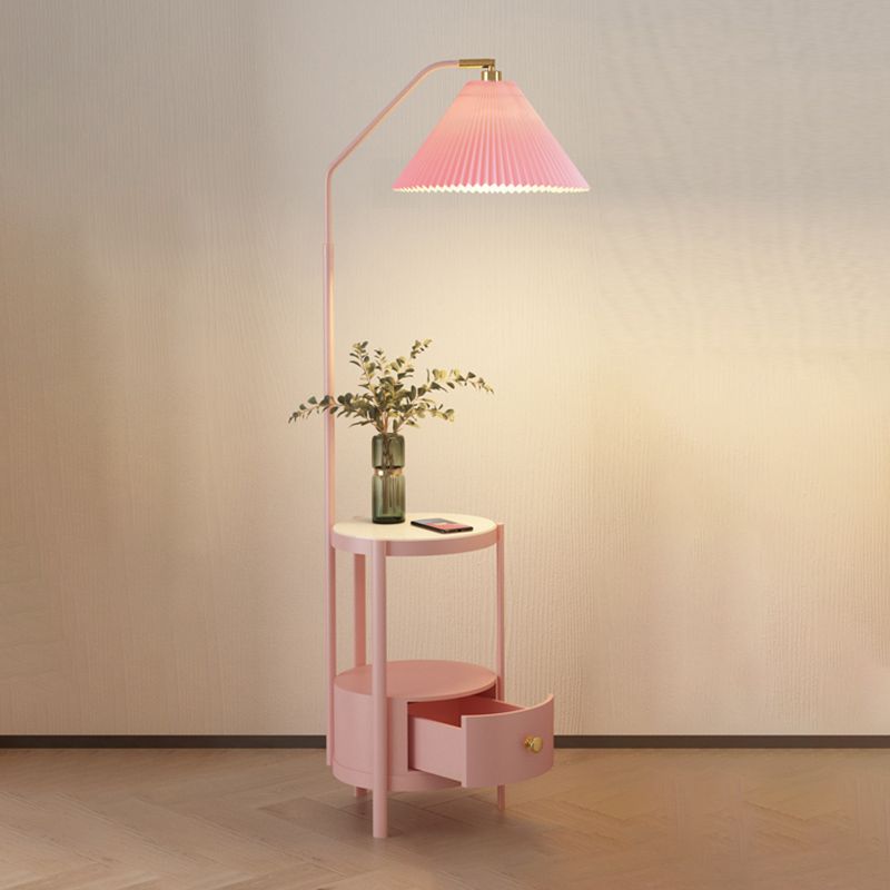 Lámpara de pie colorida nórdica, lámpara de pie con sombra de arpillera y mesa para sala de estar