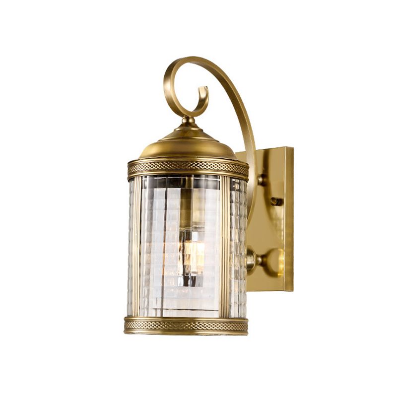 Gold 1 Head Wall Lighting Traditional Metal Birdcage Wall Mounted Light with Clear Glass Shade for Porch