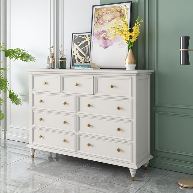 Glam Solid Wood Chest Home Storage Chest in White with Drawers