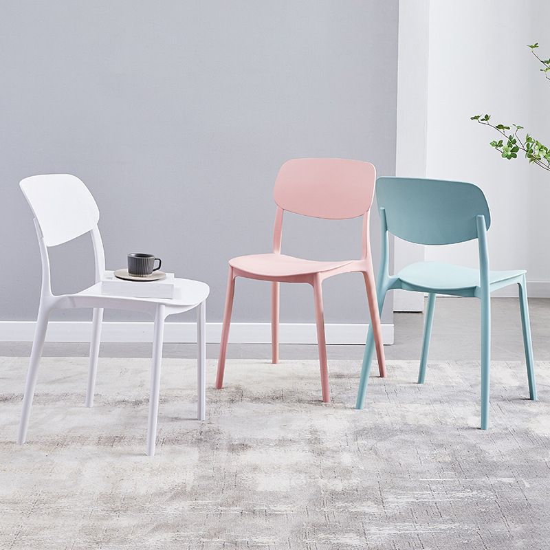 Nordic Glam Style Chairs Kitchen Armless Chair with Plastic Legs