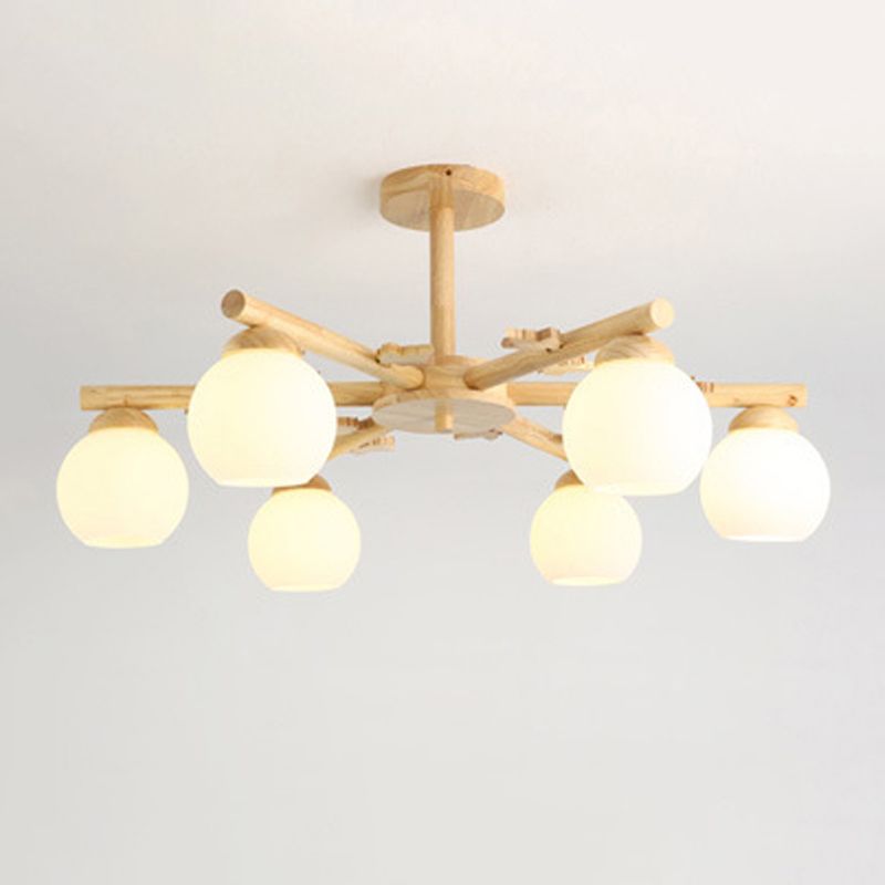 Rami sferici multi chiaro luci appese a sospensione moderna illuminazione sospesa in legno per camera da letto