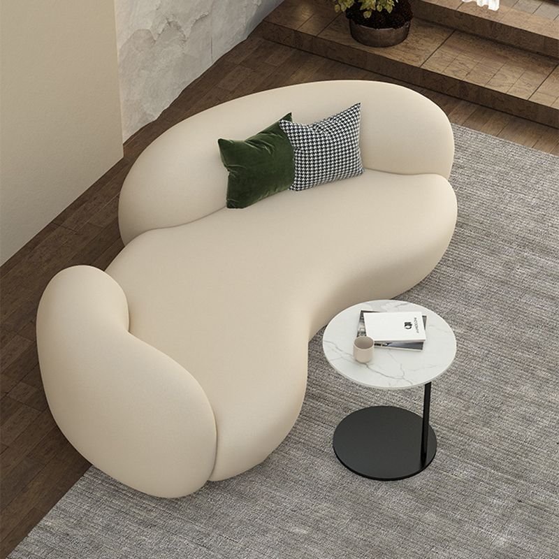 Contemporary Tuxedo Arm Sofa Fabric Loose Back Settee in White