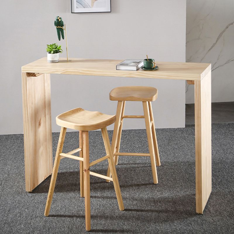 Modern Wood Bar Table Solid Wood Top Bistro Pub Table for Living Room