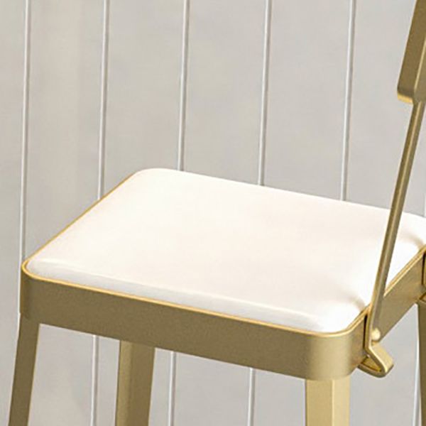 Glam Backrest Armless Counter Stool Iron Bar Stool with Cushion and Pedal for Cafe