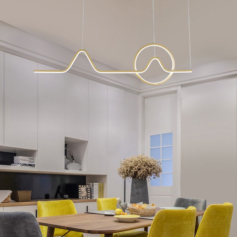 2 Light Geometric Island Lighting Modern Chandelier Metal Island Light Fixture