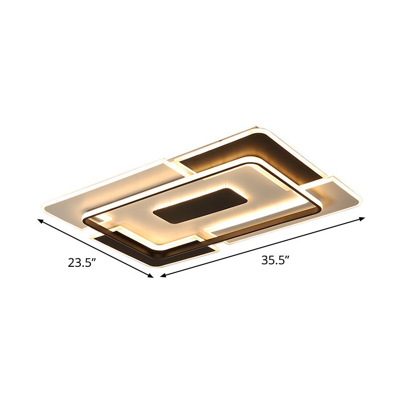 Zeitgenössische LED-Deckenleuchte aus Aluminium, schwarz-weiß, Patchwork-Rechteck, dünne Einbauleuchte für Lounge