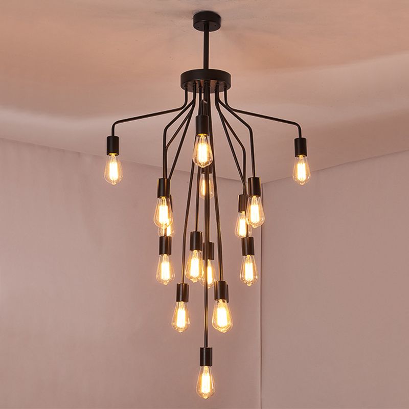 Luz de lámpara de araña expuesta iluminación colgante de metal industrial para restaurante