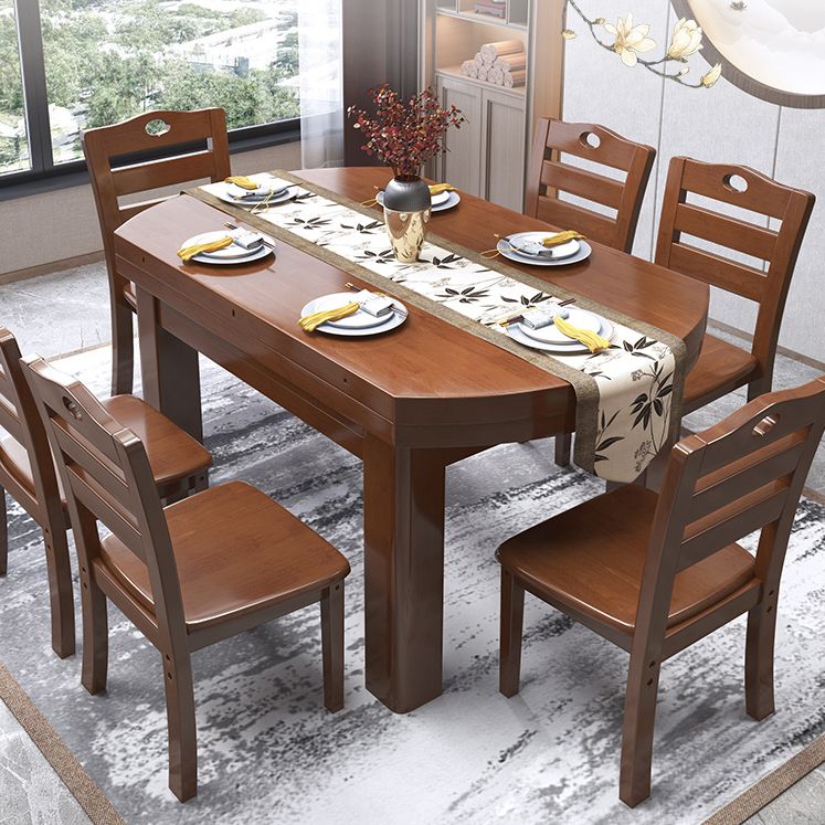 Mesa de comedor estándar moderna, mesa de comedor extensible de madera maciza con 4 patas