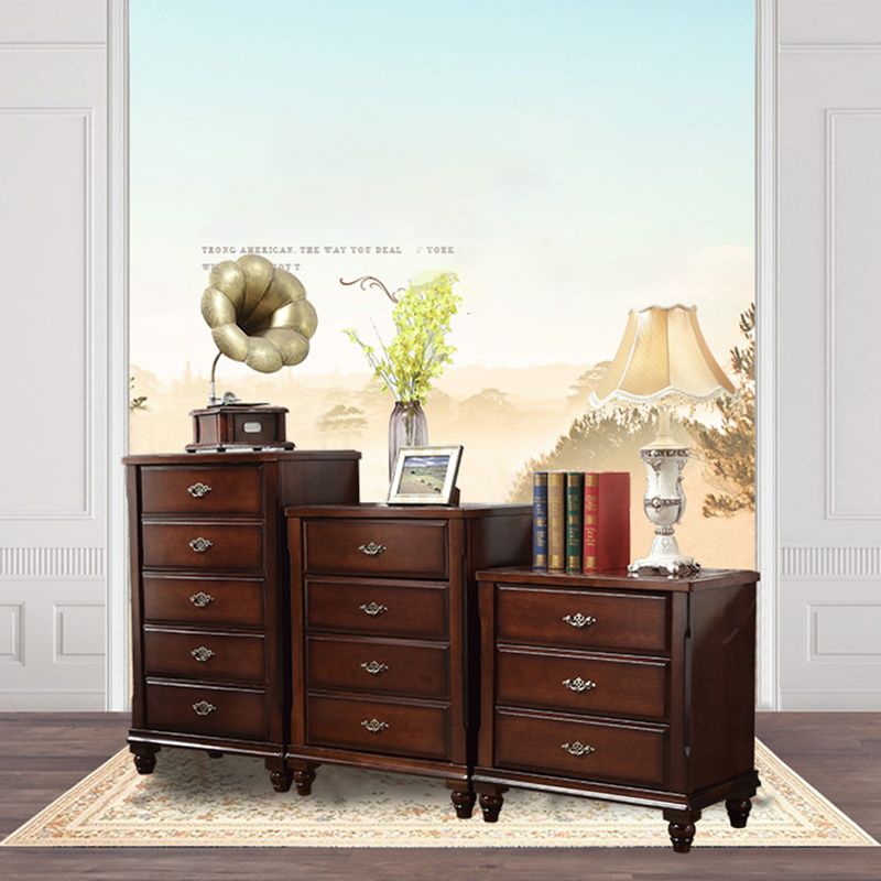 Traditional Wooden Bedroom Chest Vertical Storage Chest with Drawers