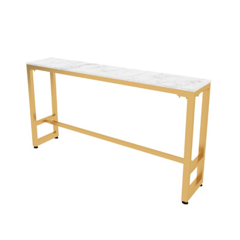 1/5/9 Pieces Glam Iron Bar Table Set Rectangle White Faux Marble Bistro Set with Footrest