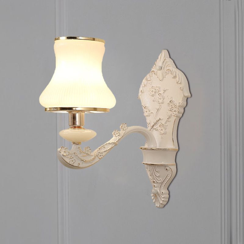 Lámpara de montaje de pared de dormitorio de calabaza vidrio blanco rural 1/2 ideas de iluminación de pared beige con placa de retroceso de resina