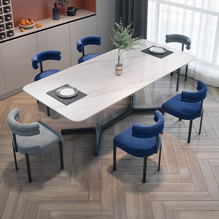 Modern Style White Dining Table Rectangle Sintered Stone Table with Acrylic Base