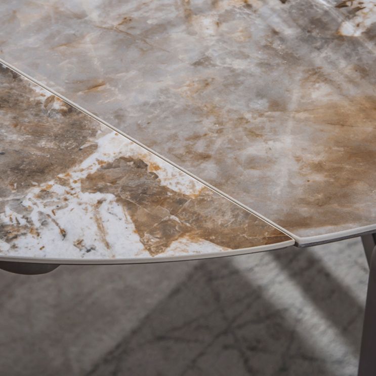 Extendable Dining Table Modern Round Stone Dinner Room Kitchen Table