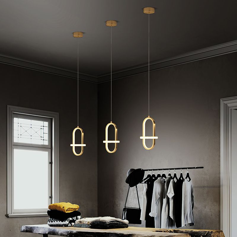 Metal Geometric Pendant Lighting Fixture Minimalist LED Pendant Ceiling Light for Bedroom