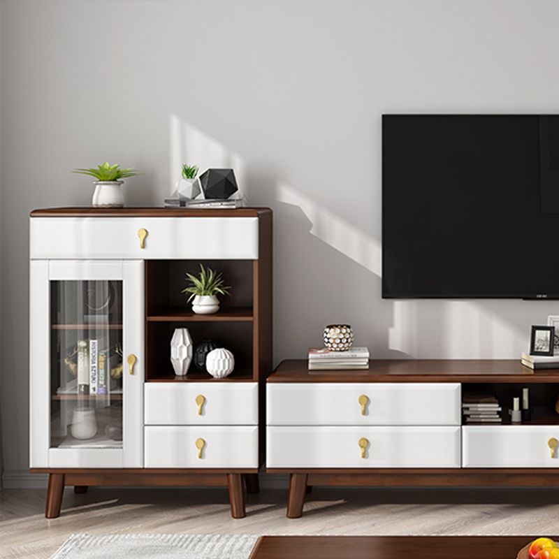 3 - Drawer Rubberwood Accent Cabinet 43.3" Tall 1 - Door Chest