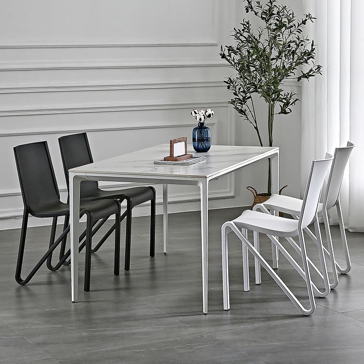 Modern Stackable Square Dining Chair Acrylic Dining Armless Chair for Kitchen