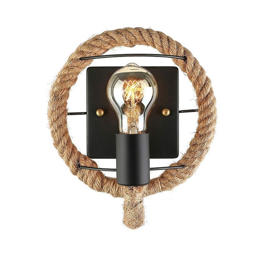 Beige One Light Donce Light Industrial Rope Round/Oval Shade Lighting Lighting Fexture para comedor