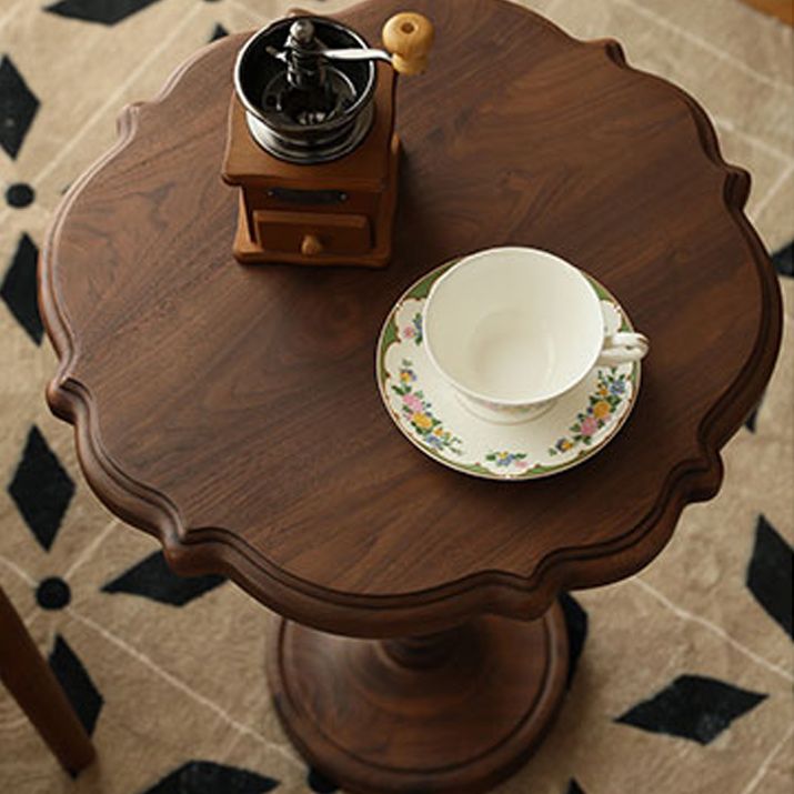 Round Old Solid Wood Table with Pedestal Base Base French Country Style Side Table