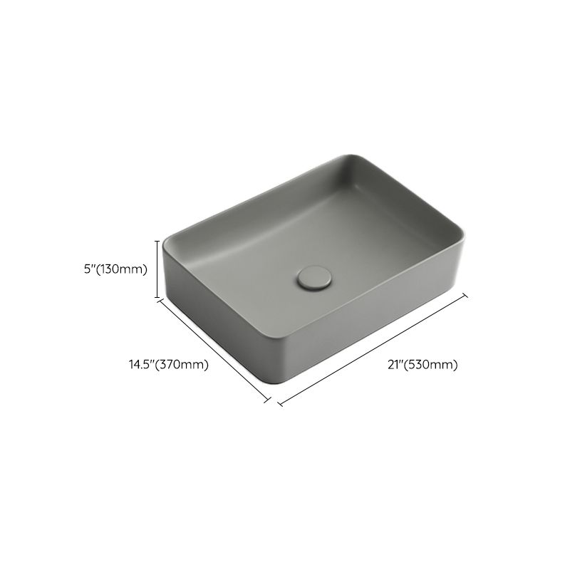 Contemporary Bathroom Sink Rectangular Porcelain Vessel Lavatory Sink with Pop-Up Drain