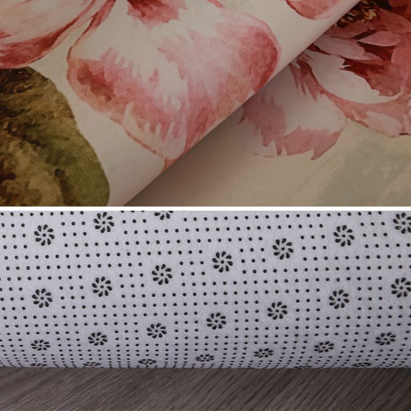 Yellow Tone Modern Indoor Rug Polyester Plants Print Carpet Non-Slip Backing Rug for Home Decoration