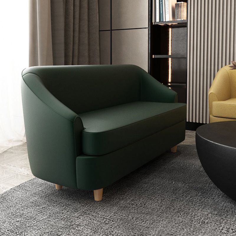 21.65" W x 27.55" H Faux Leather Recessed Arm Sofa Contemporary Stain Resistant Sofa