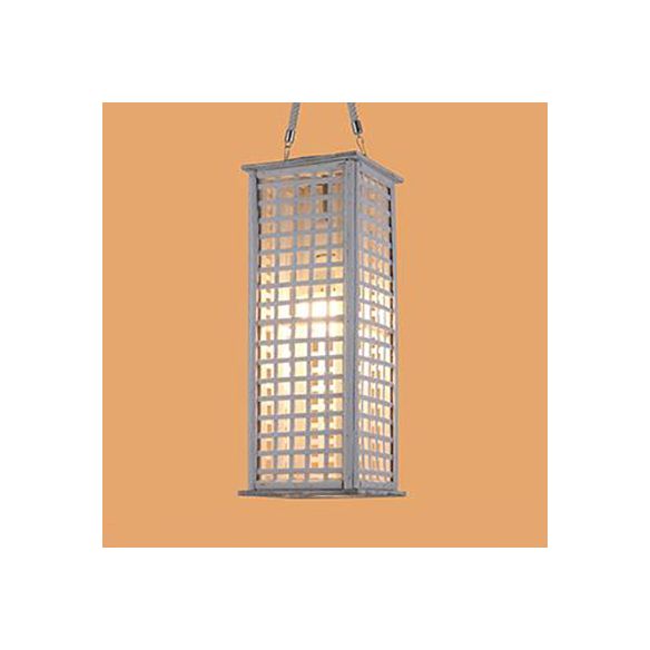 Estilo contemporáneo Bambú de iluminación colgante rectangular 14 "/19.5" de ancho Lámpara suspendida de comedor de 1 luces en blanco