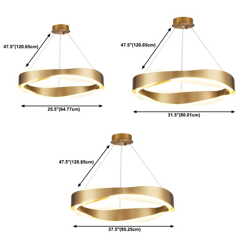 1-Licht-Suspension Licht postmoderner Ringform Metall Kronleuchterleuchter in Gold
