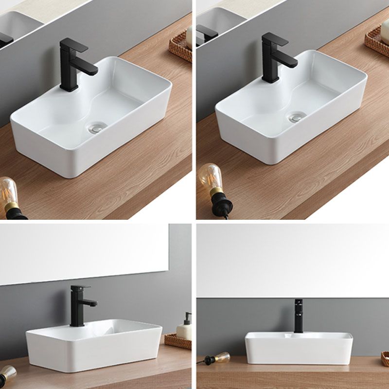 White Bathroom Sink Vessel Porcelain Bathroom Sink (Not Including Faucet)
