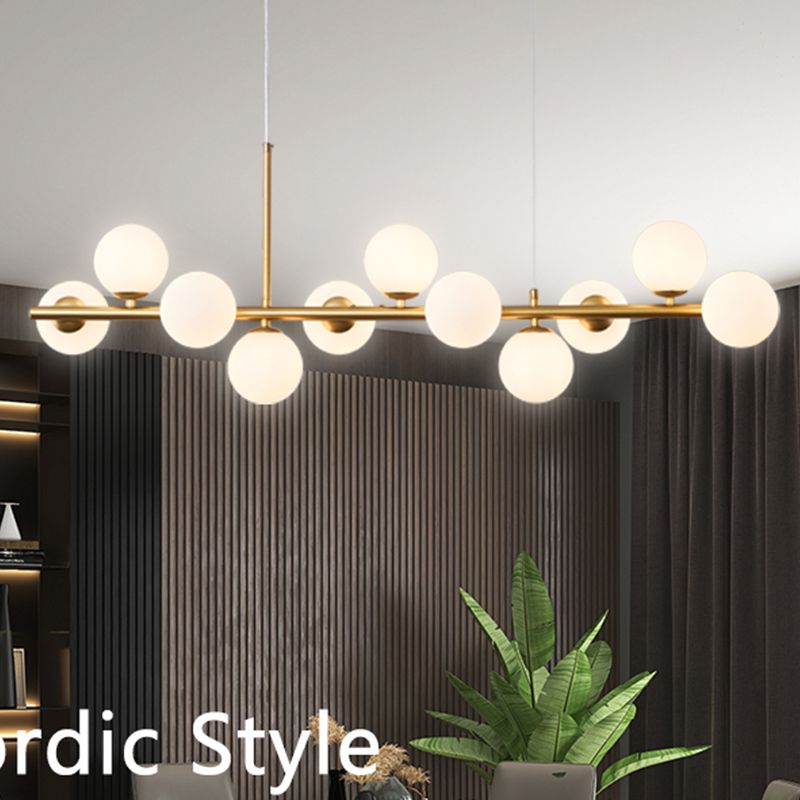 Multi-Head Island Lighting Fixtures Modern Restaurant Suspension Lamp with Glass Shade