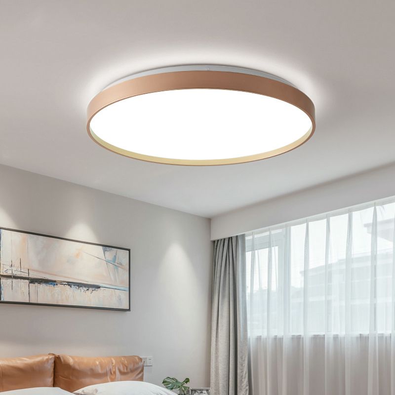 Plafonnier rond simple en métal pour salle d'étude, éclairage LED encastré avec diffuseur en acrylique