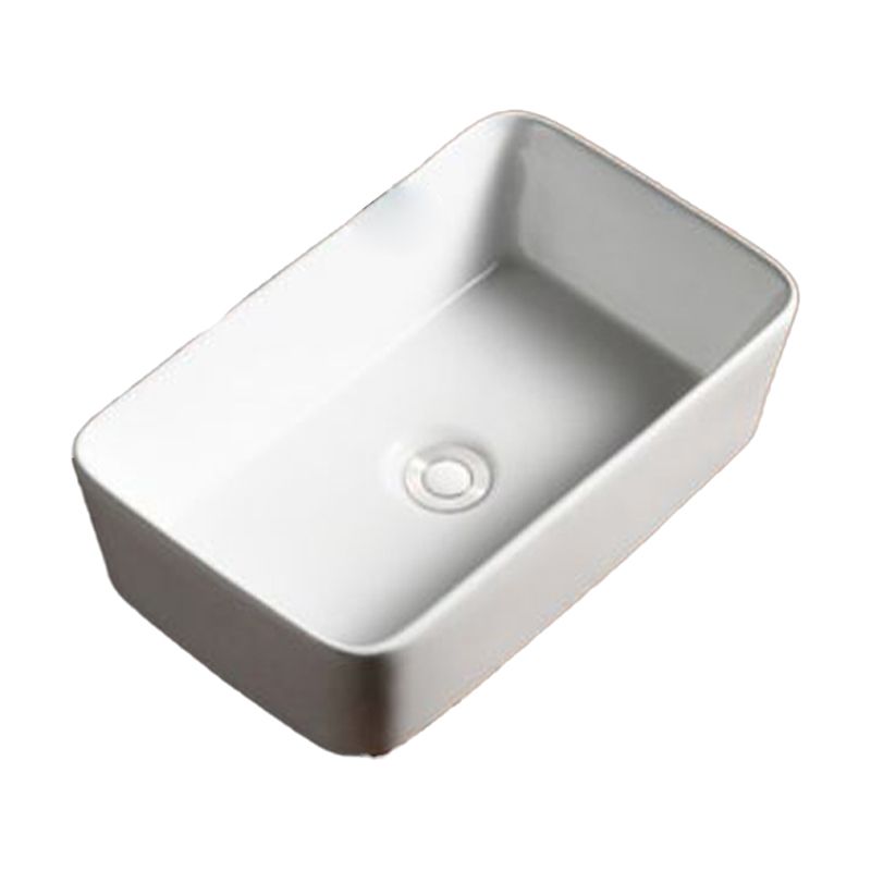 Modern Bathroom Sink Porcelain Rectangular with Drain Assembly Vessel Lavatory Sink