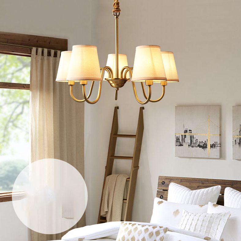 Gold Copper Pendant Light in Traditional Classic Style Flax Sputnik Hanging Light for Living Room