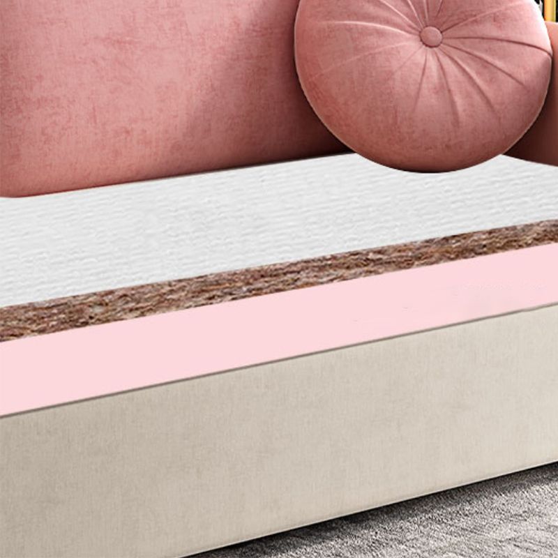 Glam Upholstered Sofa Bed Beige & Pink Sleeper with Storage Box
