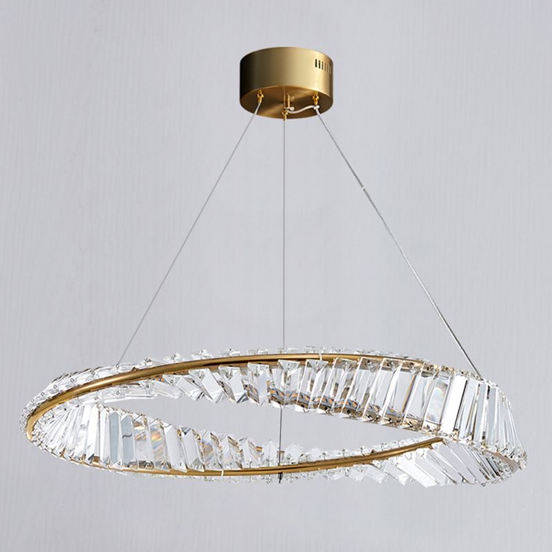 Postmodern Simplicity Round Hanging Chandelier Pendant Light Crystal Ceiling Lights Fixture for Restaurant