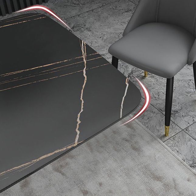 Rectangle Sintered Stone Top Dining Table Luxury Table with Pedestal Base