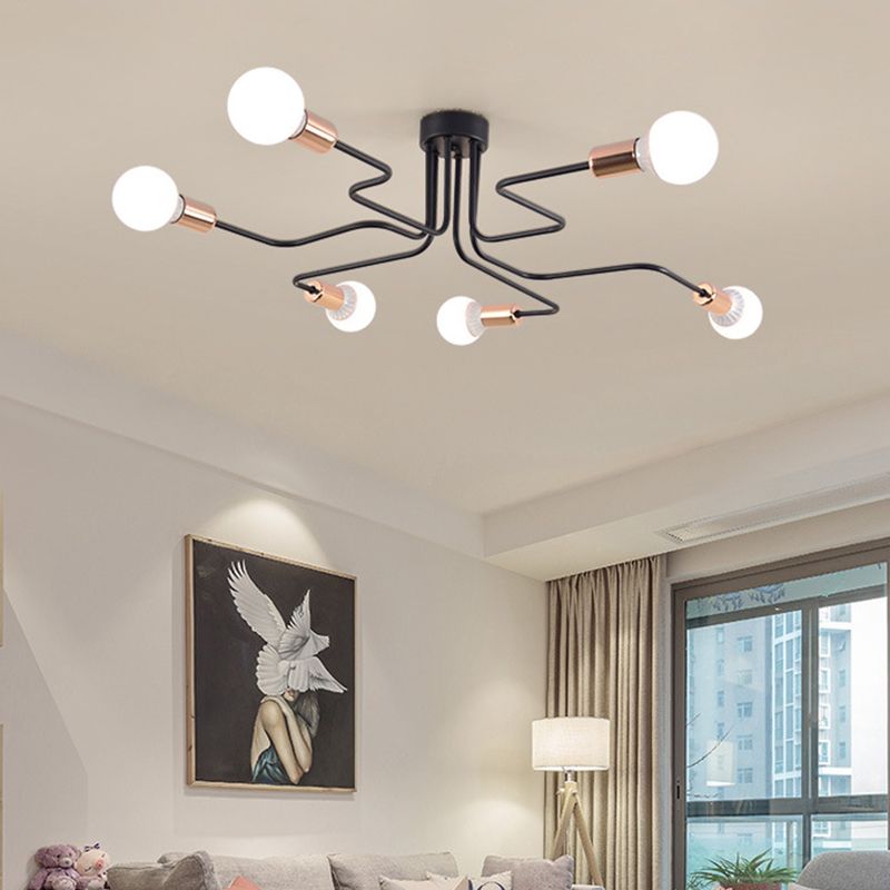 Open bol metalen spinnen plafondlicht industriële stijl multidichte semi-spoeling mount lamp voor woonkamer