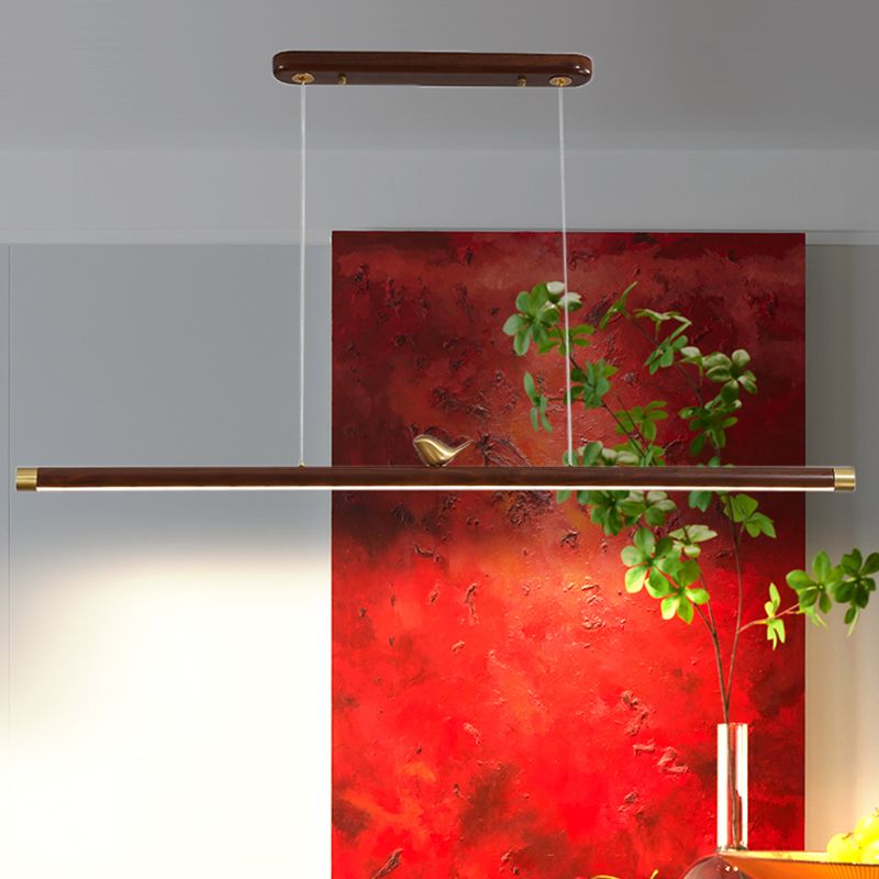 Contemporary Kitchen Pendant Light Linear Ceiling Pendant Light Wood 1 Light