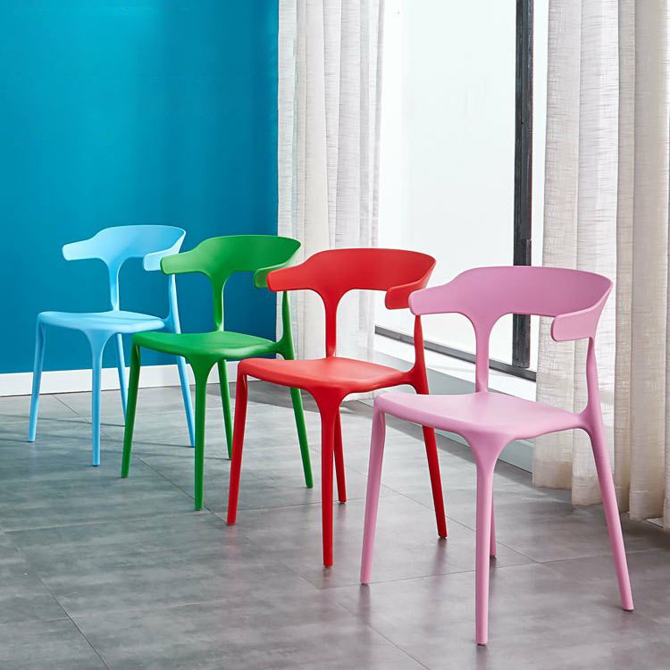 Glam Plastic Side Chair Matte Finish Open Back Dining Chair for Dinning Room