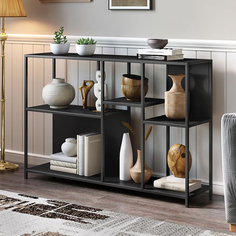 Horizontal Metal Bookcase Modern Open Back Bookshelf with Shelves
