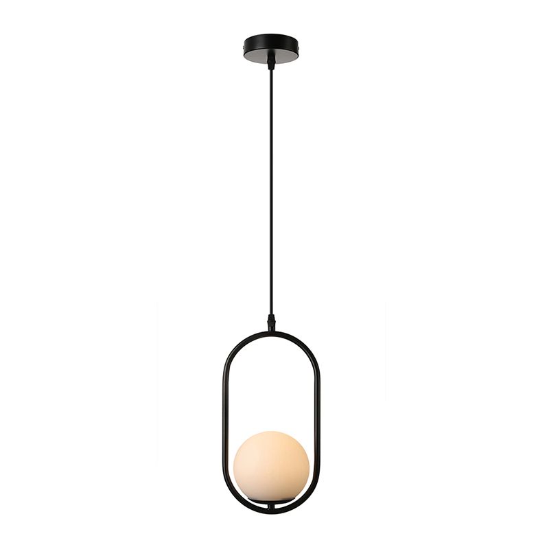 Globe Anhänger Beleuchtung modernes weißes Glas 1/2 Lichter Schwarz/Gold Hanging Deckenlampe für Schlafzimmer