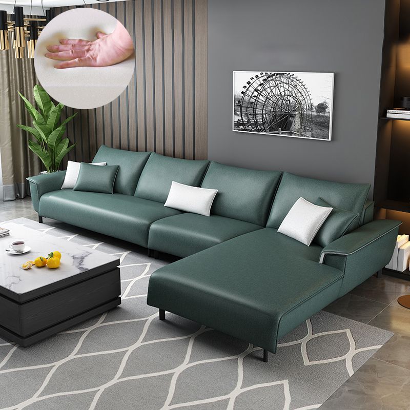 Modern 4 Pillows Back Sectional with Pillow Top Arms for Living Room