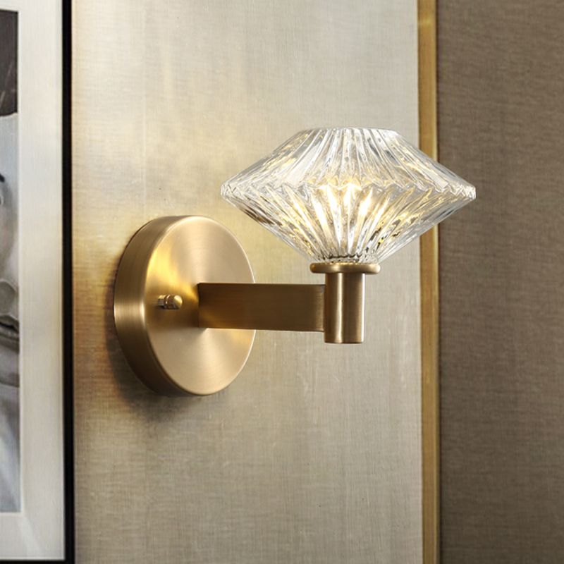 6 "/9" W Gold Diamond Wandhalterung Leuchte Vintage klares prismatisches Glas 1 Kopf Wohnzimmer Wandleuchte Beleuchtung