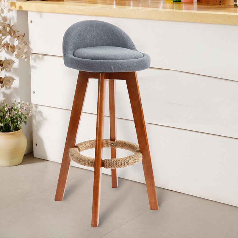 Scandinavian Rubberwood Upholstered Barstool Matte Finish Home Stool