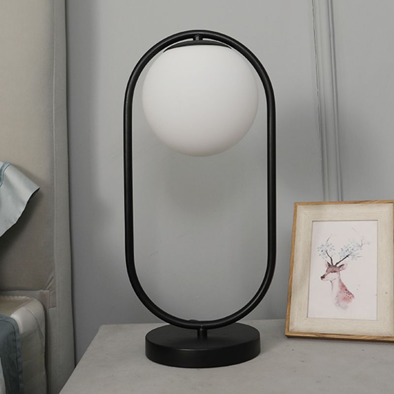 Modern Style Geometry Night Table Lamp White Glass One Light Table Light for Bedroom
