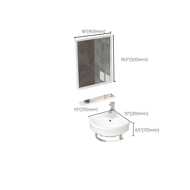 Bathroom Sink White Ceramic Wall-mounted Mirror Faucet Anti-spill Sink