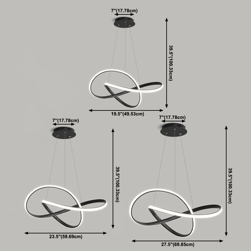 Contemporary Curved Chandelier Lights Metal 1 Light Chandelier Pendant Light